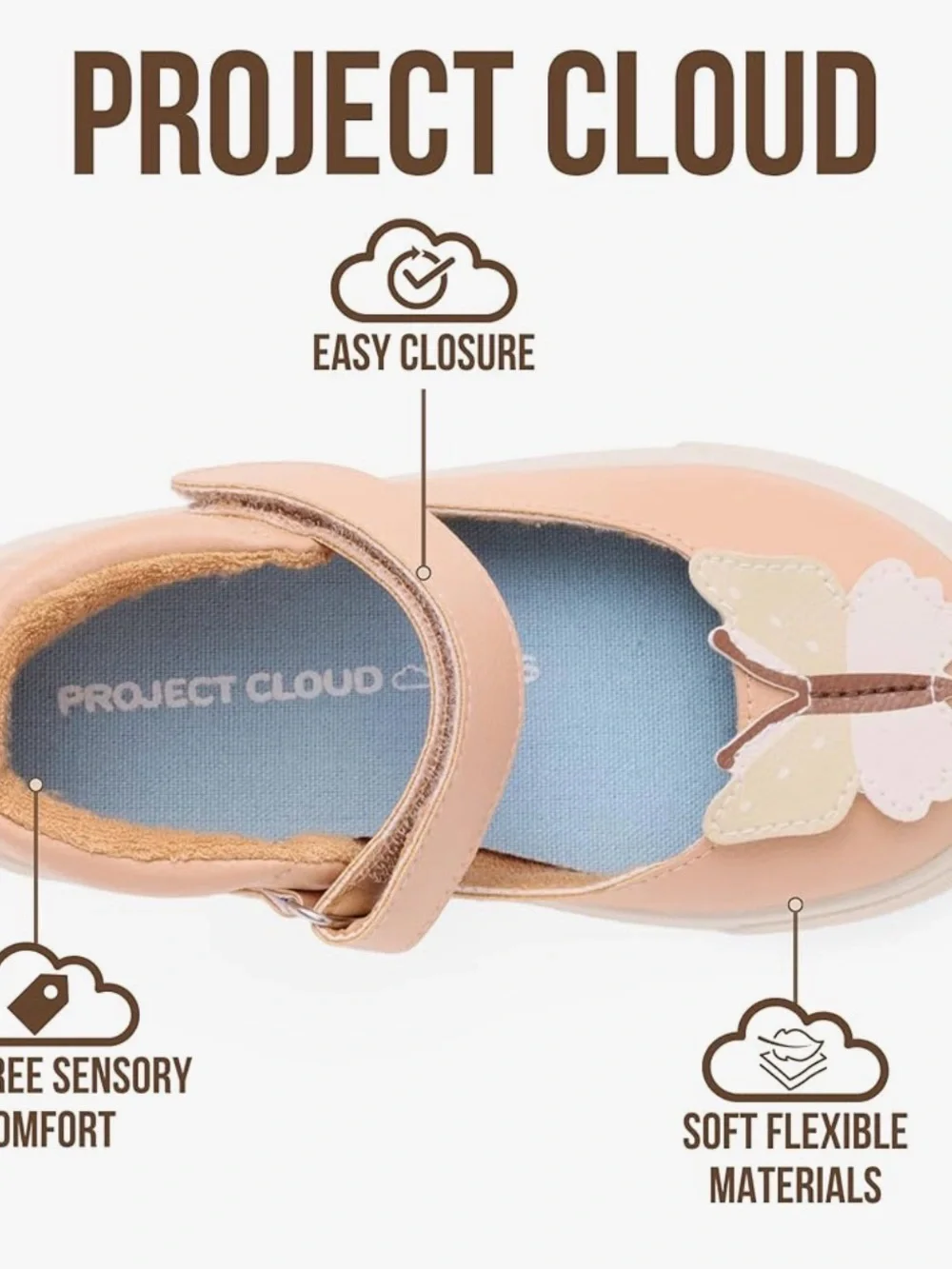 Project Clouds Pink Butterfly Mary Jane Baby Shoes